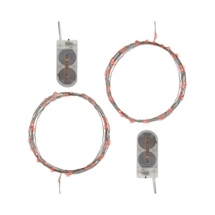 Battery-Operated LED Fairy String Lights Set of 2 - Red