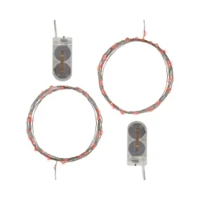 Battery-Operated LED Fairy String Lights Set of 2 - Red