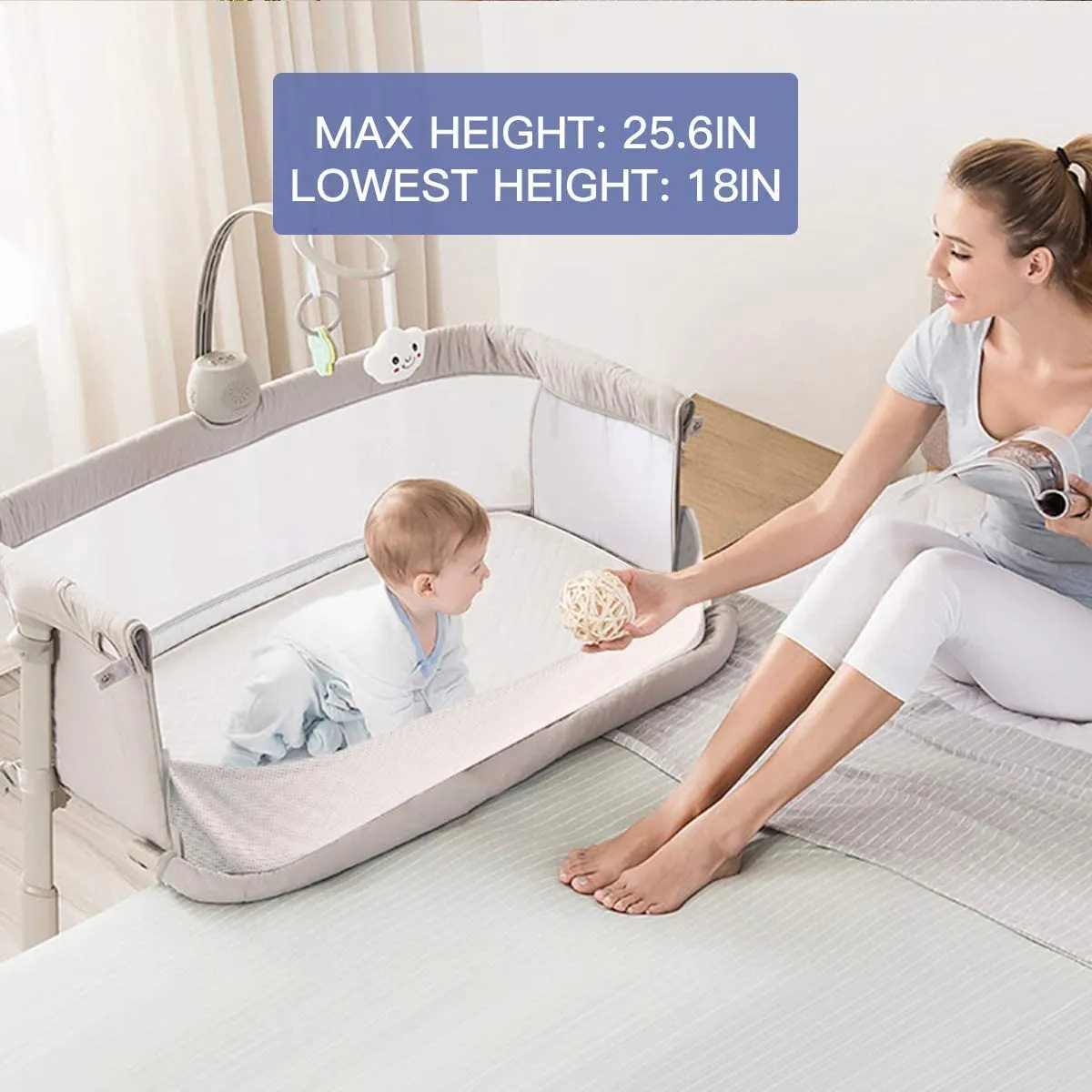 BAYBEE Cradella Cradle for Baby Cot with Adjustable Height, Portable & Mosquito Net