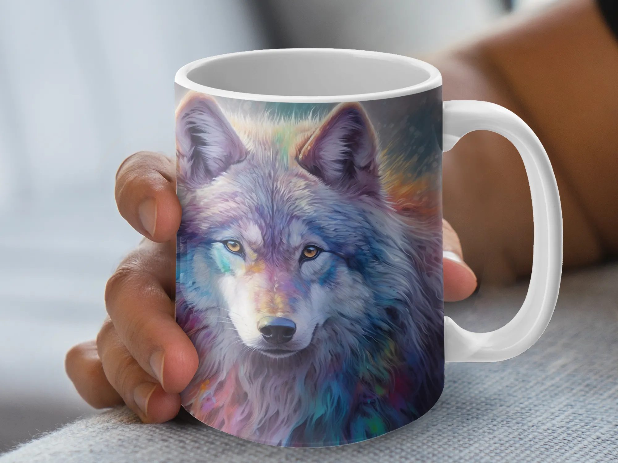 Beautiful Watercolor Wolf Coffee Mug, Wolf Gifts, Wolf Mug, Wolf Lover Gift, Wolf Coffee Cup