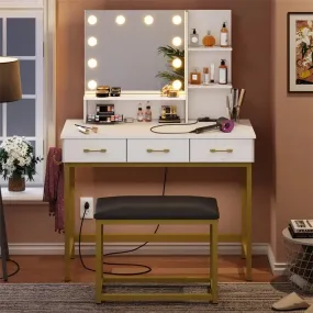 Bestier Makeup Vanity Desk Set with Mirror and Lights