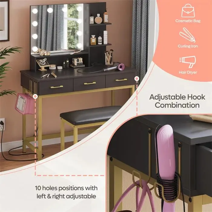 Bestier Makeup Vanity Desk Set with Mirror and Lights