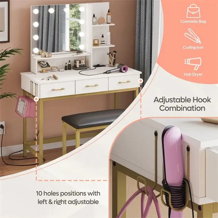 Bestier Makeup Vanity Desk Set with Mirror and Lights