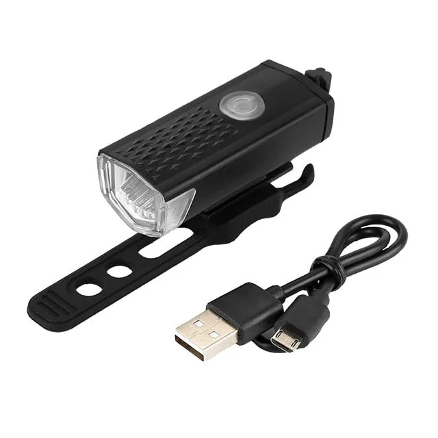 Bike Light USB LED Rechargeable Set Mountain Cycle Front Back Headlight