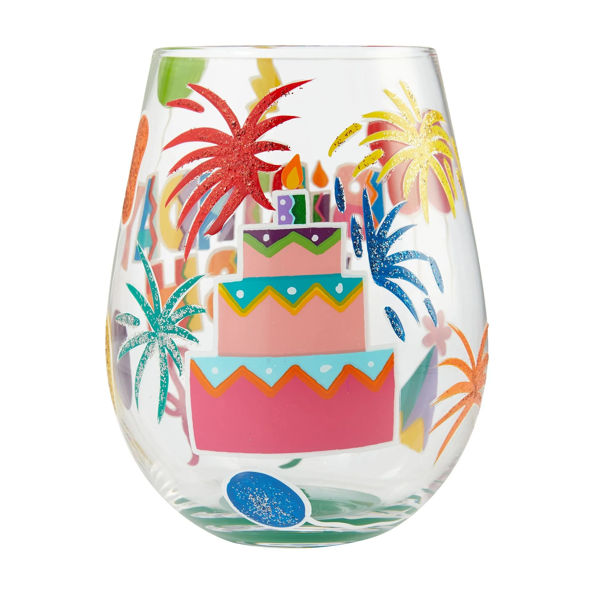 Birthday Bash Hand-Painted Stemless Wine Glass, 20 oz.