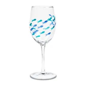 Blue & Green Fish Wine Glass