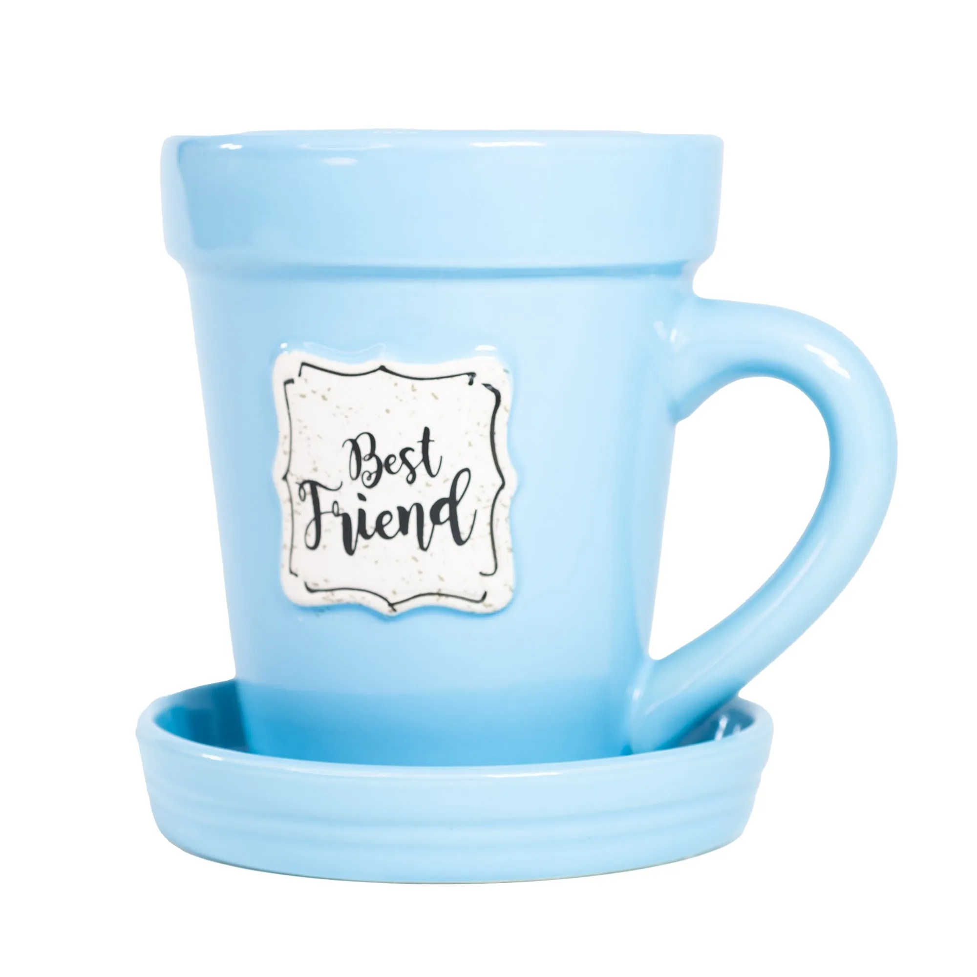 Blue Flower Pot Mug w/Scripture - “Best Friend”