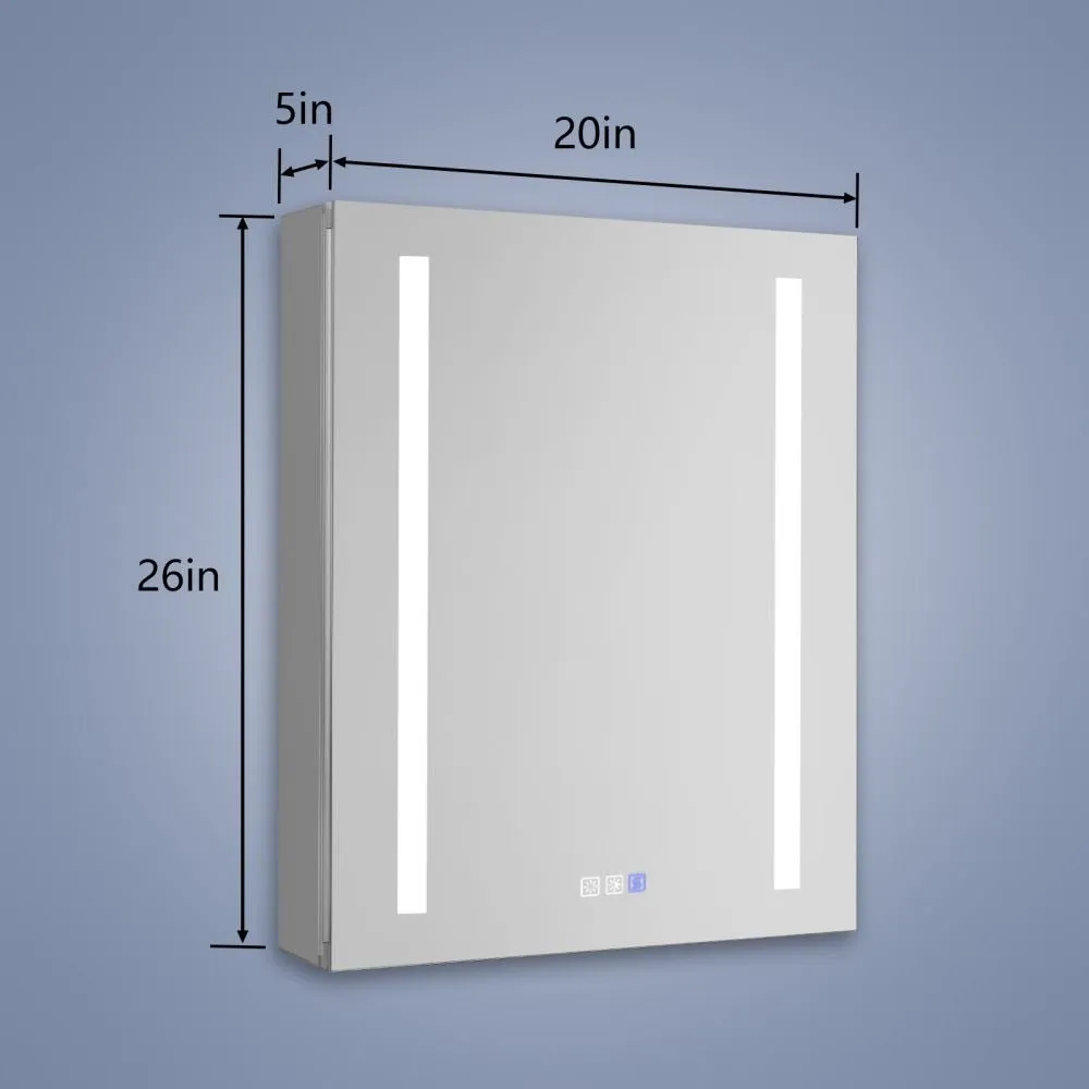 Boost-M1 20 in. W x 26 in. H inch Recessed or Surface Mount Framed Aluminum Medicine Cabinet Adjustable Shelves,Hinge on the Left