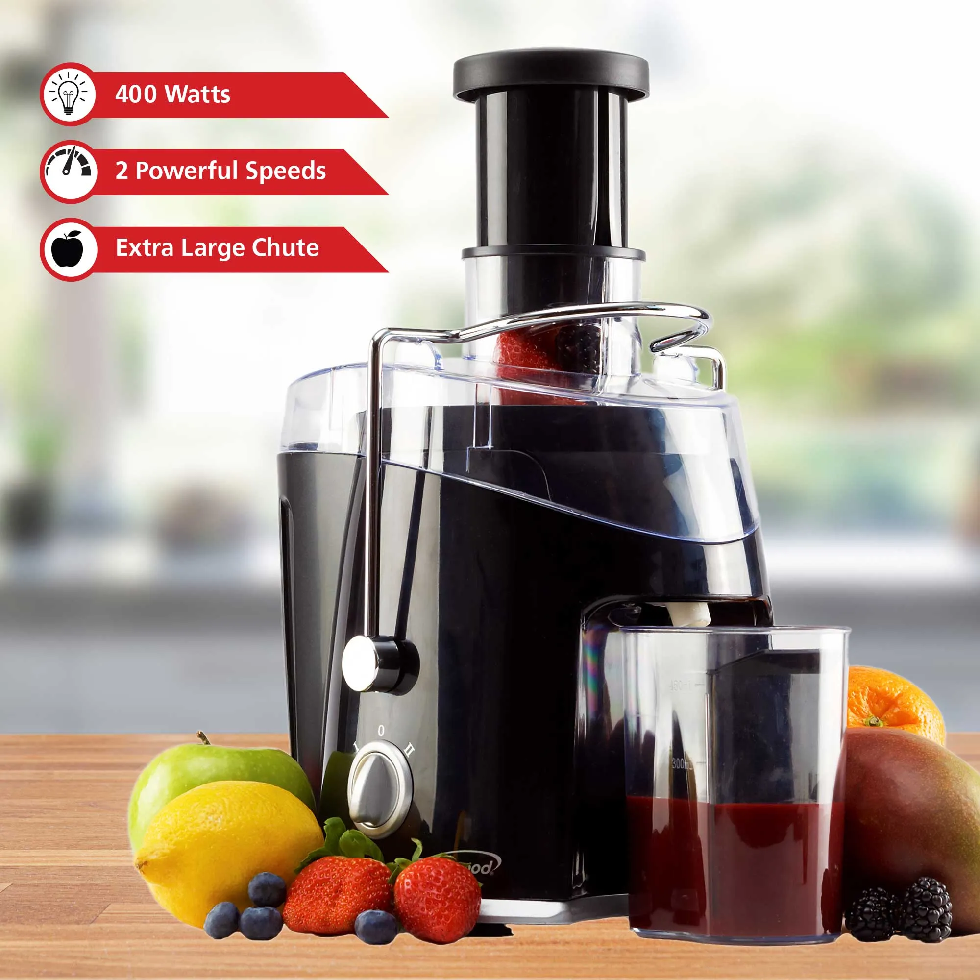 Brentwood JC-452B 2-Speed 400w Juice Extractor with Graduated Jar, Black