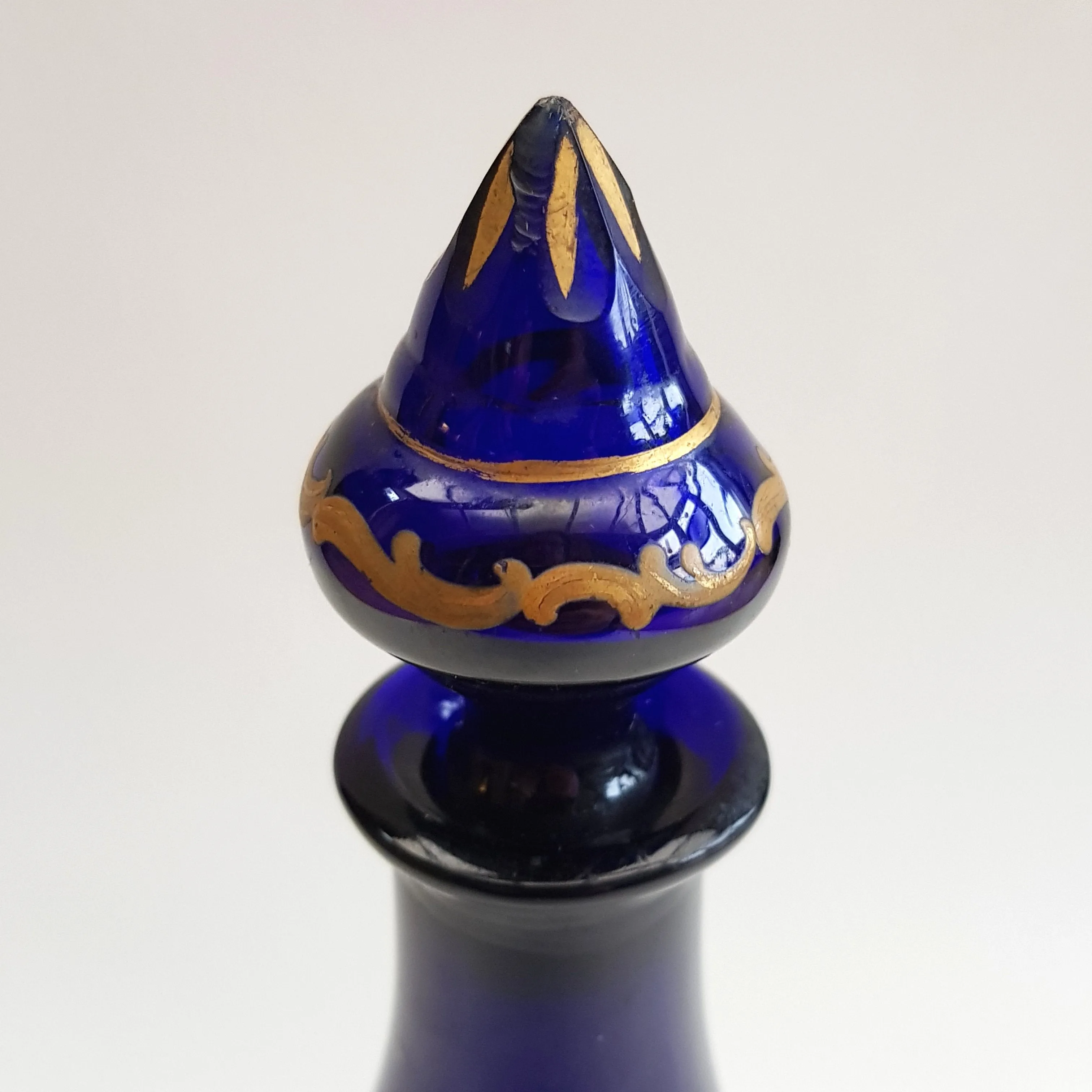 Bristol Cobalt Glass Gold Painted Bottle Decanter Antique Georgian circa 1780