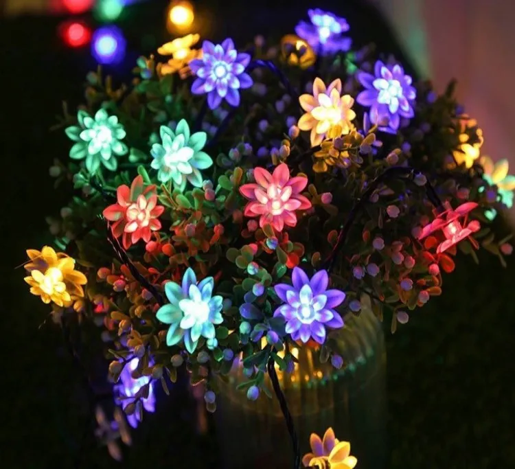 Bulk Lotus Flower String Light Water Lily Solar Energy LED Lights Outdoor Holiday Decoration Wholesale