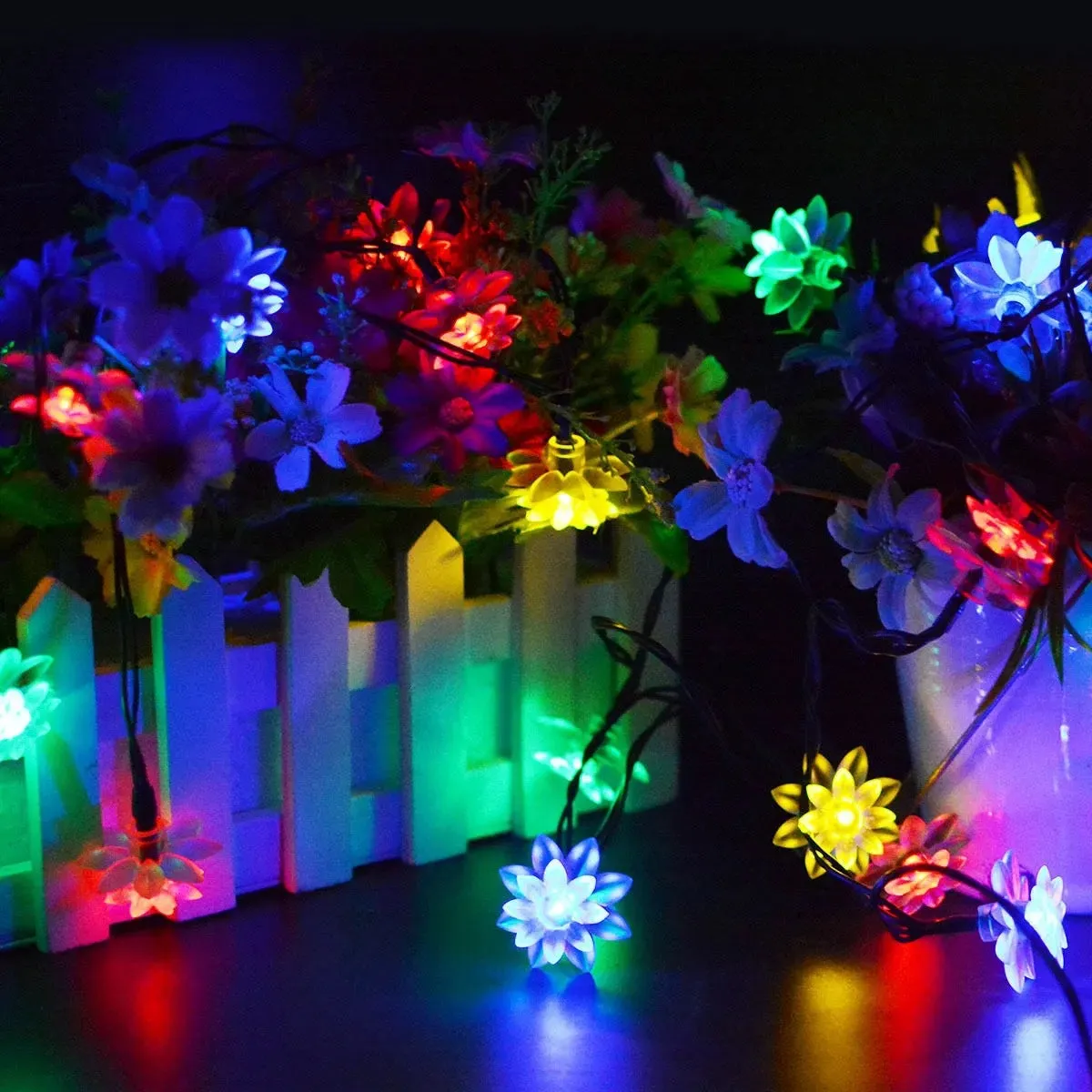 Bulk Lotus Flower String Light Water Lily Solar Energy LED Lights Outdoor Holiday Decoration Wholesale