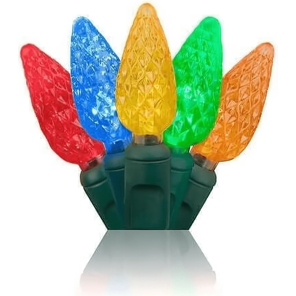 C6 Multicolor LED Christmas Lights, 35 Bulbs, 4" Spacing