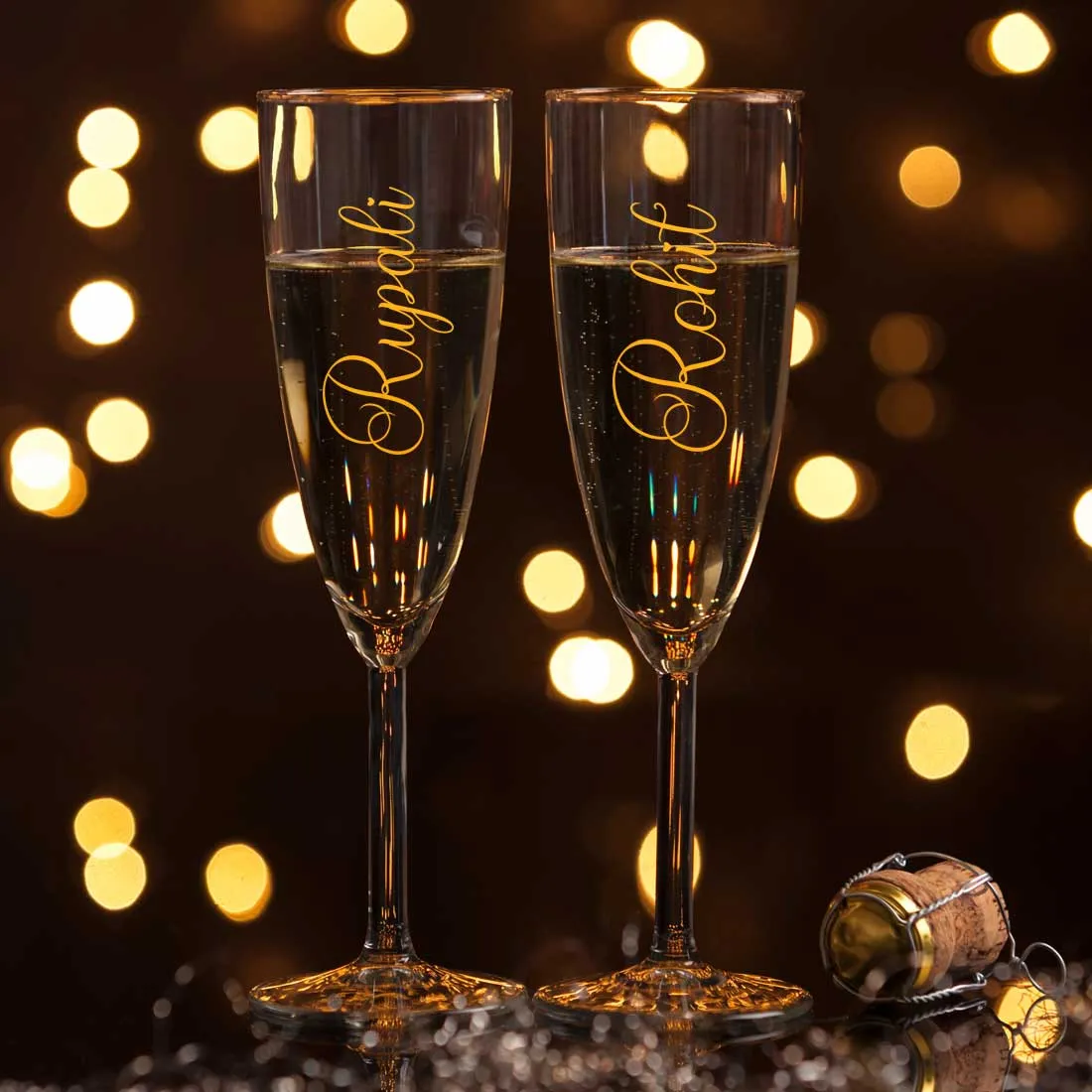 Champagne Glass Set for Couple with Gift Box