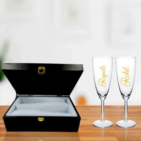 Champagne Glass Set for Couple with Gift Box