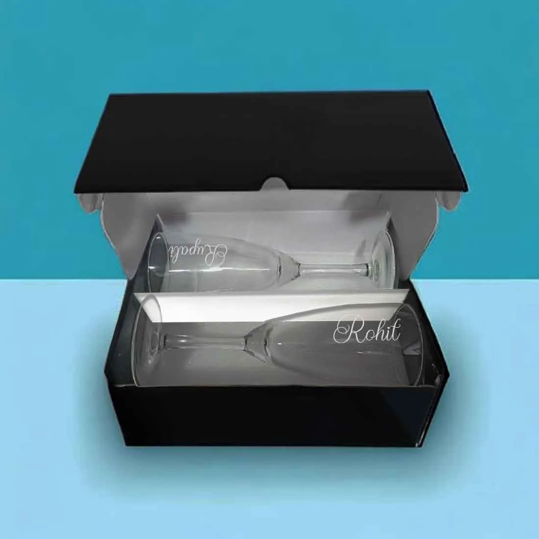 Champagne Glass Set for Couple with Gift Box