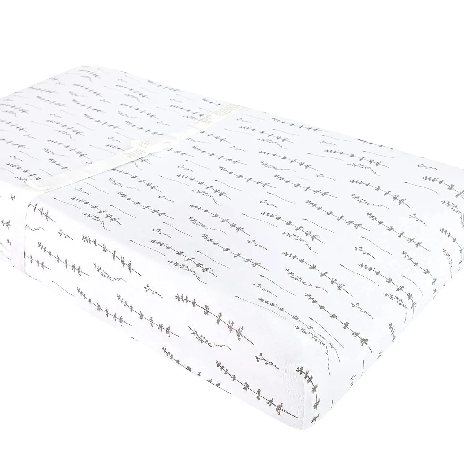 Changing Pad Cover | Cradle Sheet Set - Forest Grey Leaf & Floral