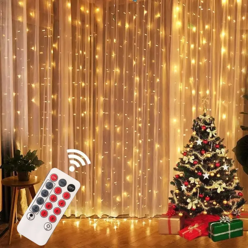 Christmas USB Curtain String Garland lights Remote Control Fairy Light Christmas Decor for Home Wedding Party Holiday Lighting