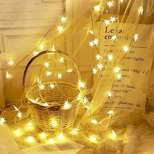 CITRA 28 Led Frosted Star Pixel String Fairy Light for Home,Office, Diwali, Eid & Christmas Decoration - Warm White