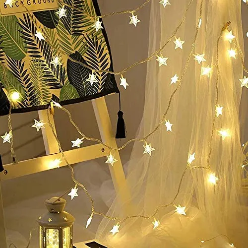 CITRA 28 Led Frosted Star Pixel String Fairy Light for Home,Office, Diwali, Eid & Christmas Decoration - Warm White