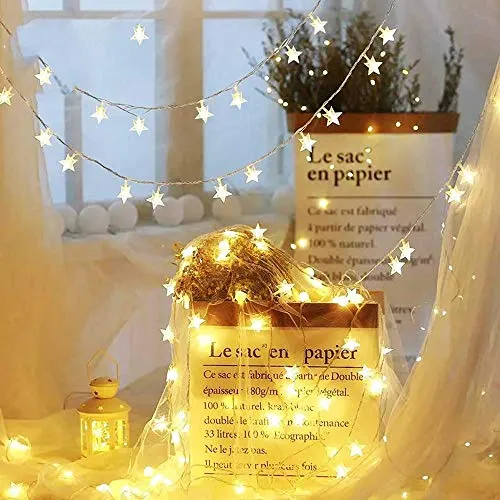 CITRA 28 Led Frosted Star Pixel String Fairy Light for Home,Office, Diwali, Eid & Christmas Decoration - Warm White