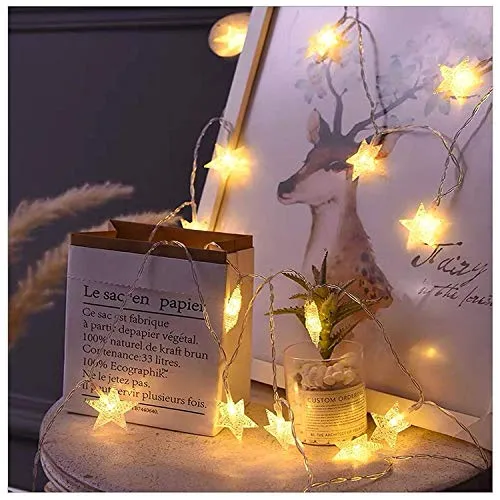 CITRA 28 Led Frosted Star Pixel String Fairy Light for Home,Office, Diwali, Eid & Christmas Decoration - Warm White