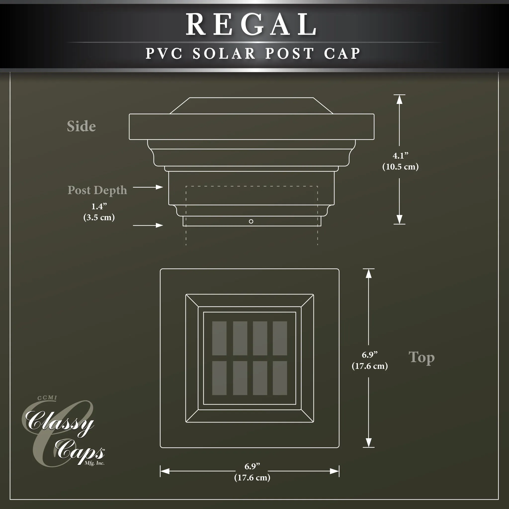 Classy Caps 4X4 Tan Pvc Regal Solar Post Cap SLO78T