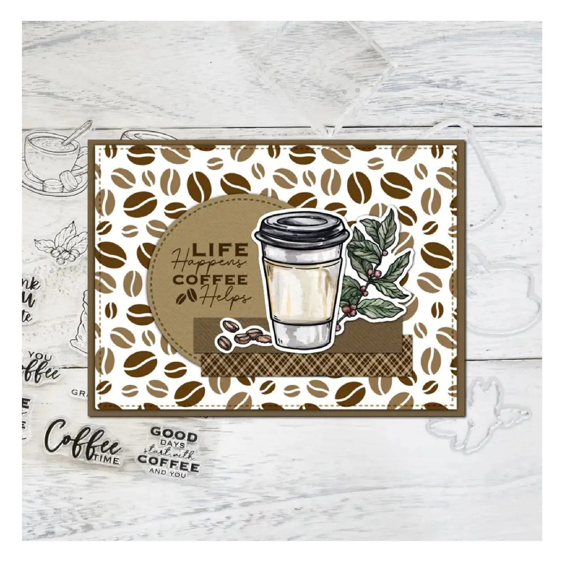 Coffee Beans And Coffee Cup Stamps And Cutting Dies DIY Scrapbooking Silicone Stamps