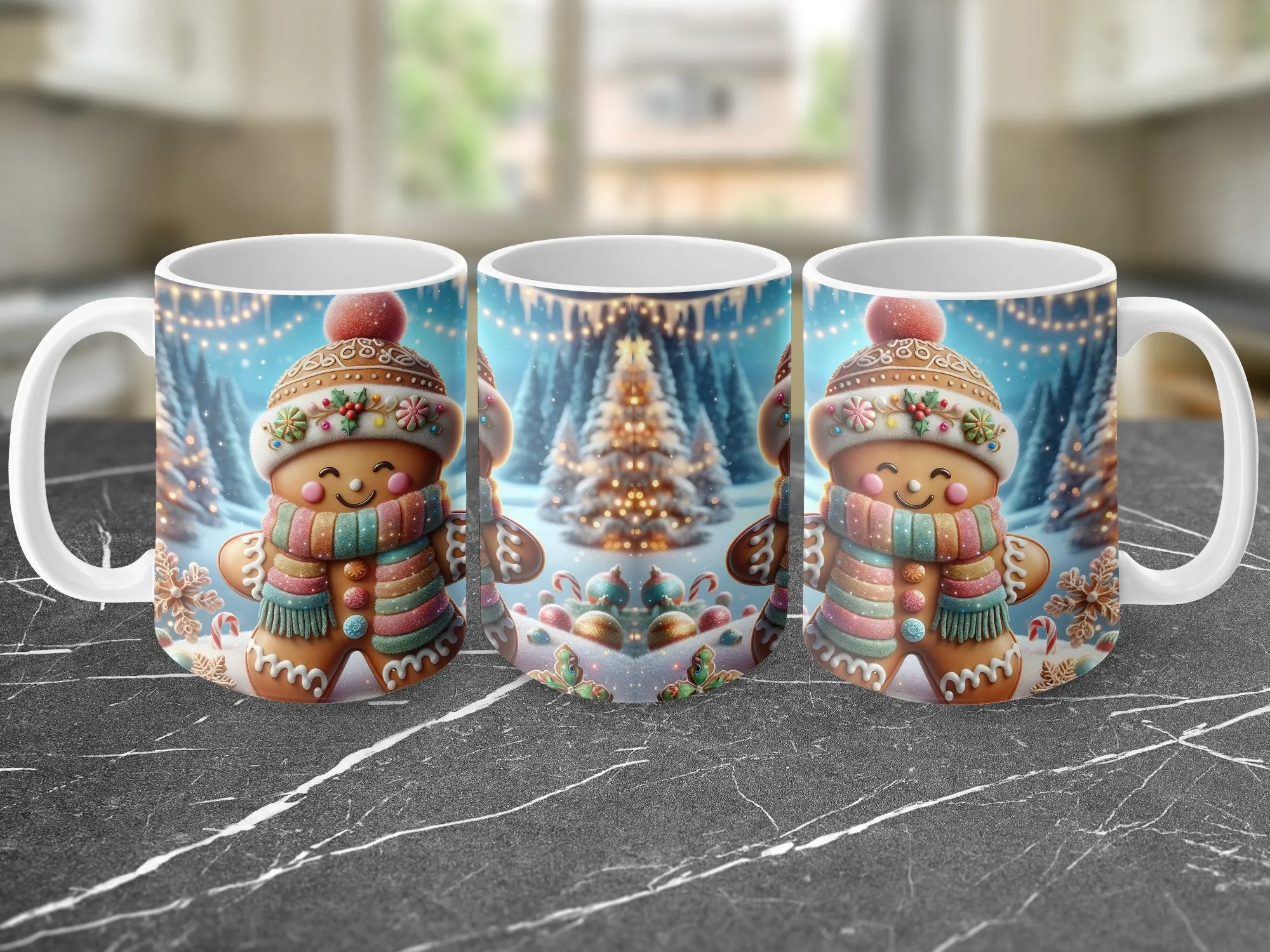 Colorful Gingerbread Man Festive Coffee Mug, Gingerbread Man Gift Coffee or Tea Mug, Holiday Mug