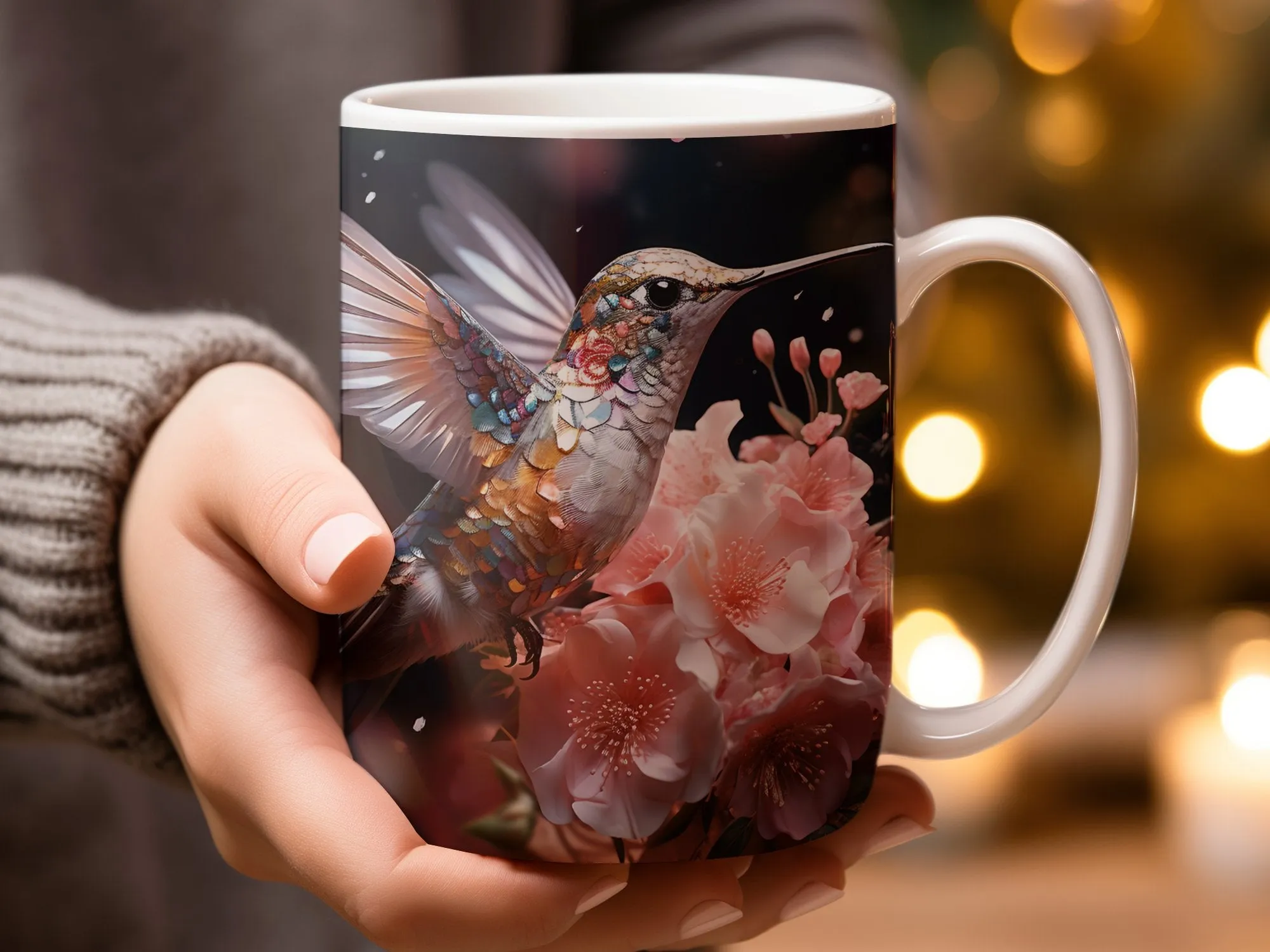 Colorful Hummingbird in Flight Coffee Mug, Hummingbird Gift Mug, Hummingbird Lover Gift, Hummingbird Lover Mug, Bird Lover Gift