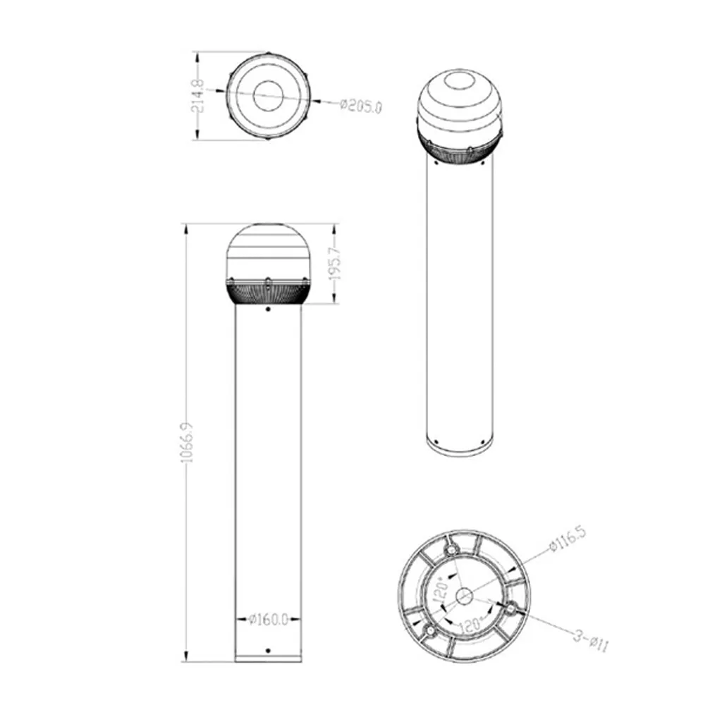 Commercial Solar LED Bollard Light in Dark Grey