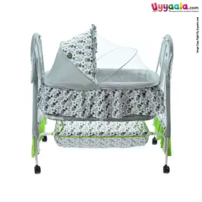 COOL BABY Cradle With Mosquito Protection Net, Storage Space & Wheel Locking System - Gray, Green