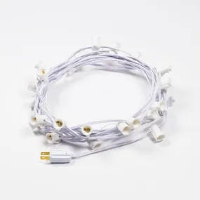 (Cord Only) 31 FT | 10 Socket Outdoor Patio String Light White Cord w/ E12 C7 Base