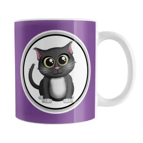 Cute Gray Cat Purple Mug