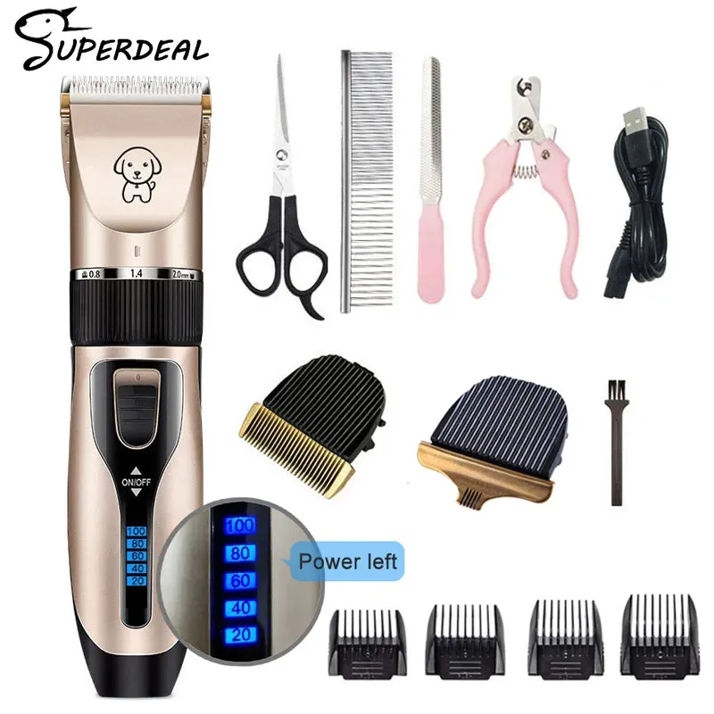 Dog Clipper QUIET Cordless Hair Clippers Grooming Kit (Pet/Cat/Dog/Rabbit) Haircut Trimmer Set for Pets Rechargeable Professional