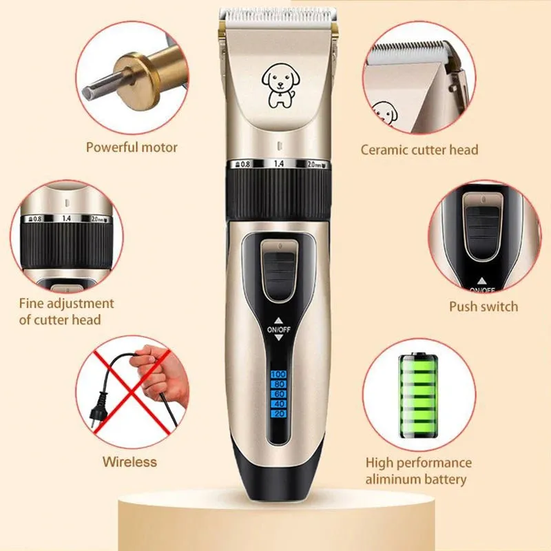 Dog Clipper QUIET Cordless Hair Clippers Grooming Kit (Pet/Cat/Dog/Rabbit) Haircut Trimmer Set for Pets Rechargeable Professional