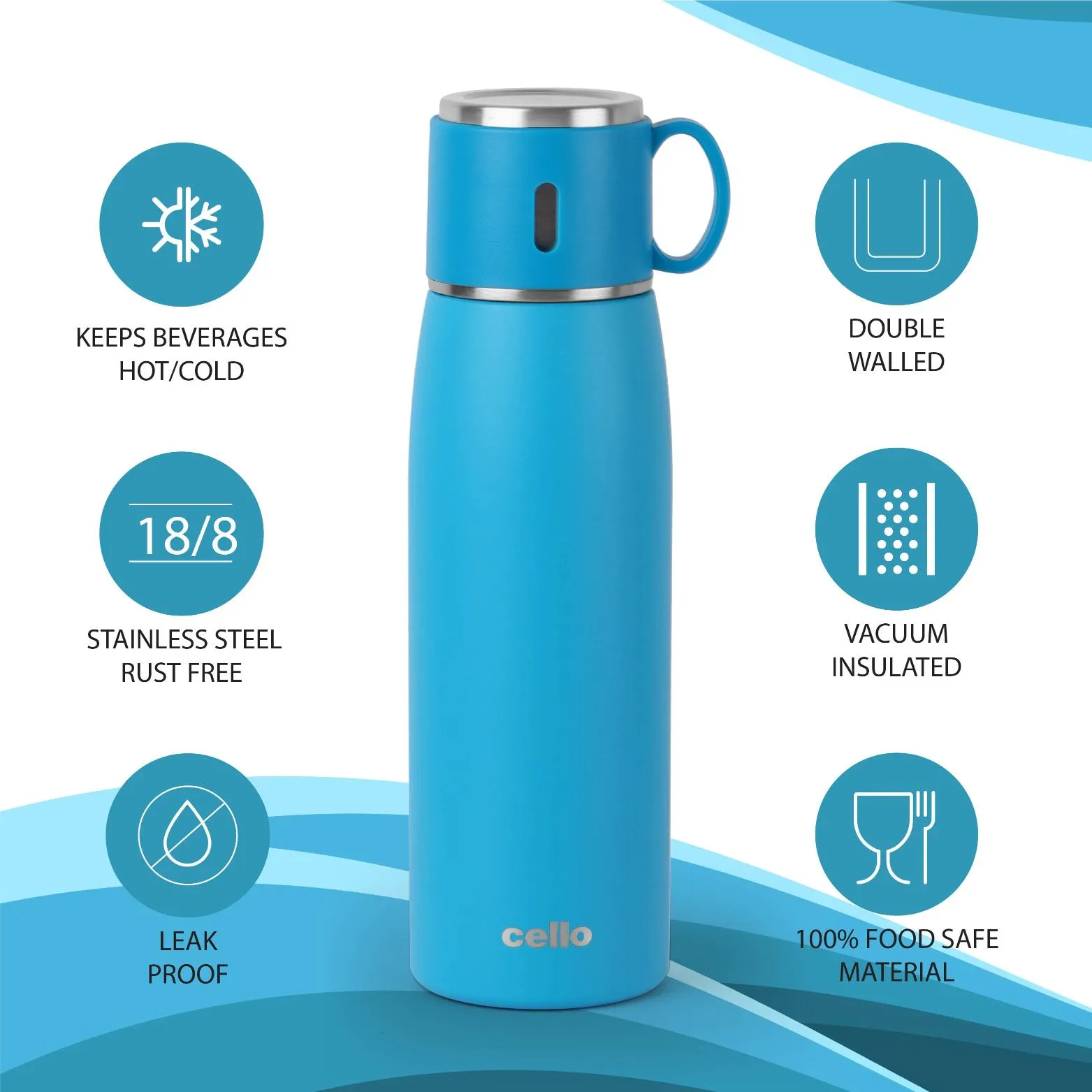 Duro Cup Style Flask, Vacusteel Water Bottle 750ml