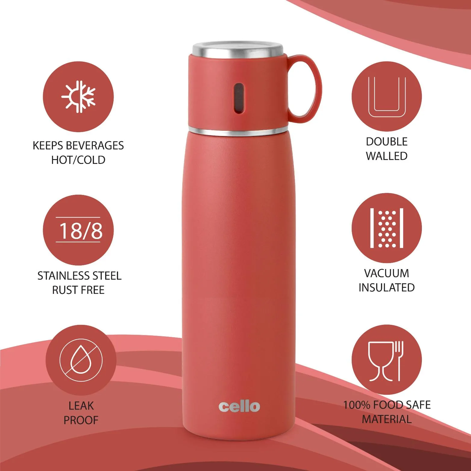 Duro Cup Style Flask, Vacusteel Water Bottle 750ml