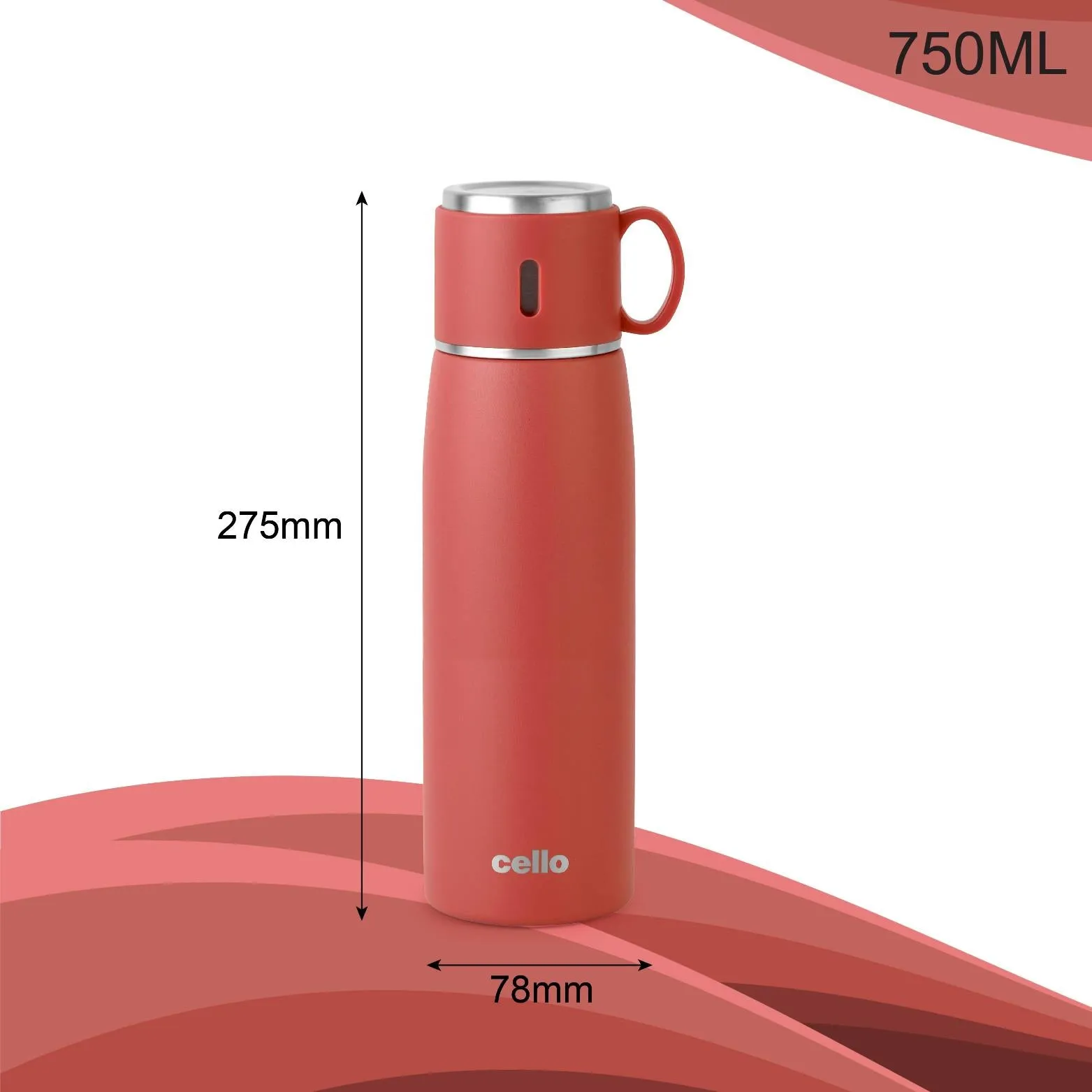 Duro Cup Style Flask, Vacusteel Water Bottle 750ml