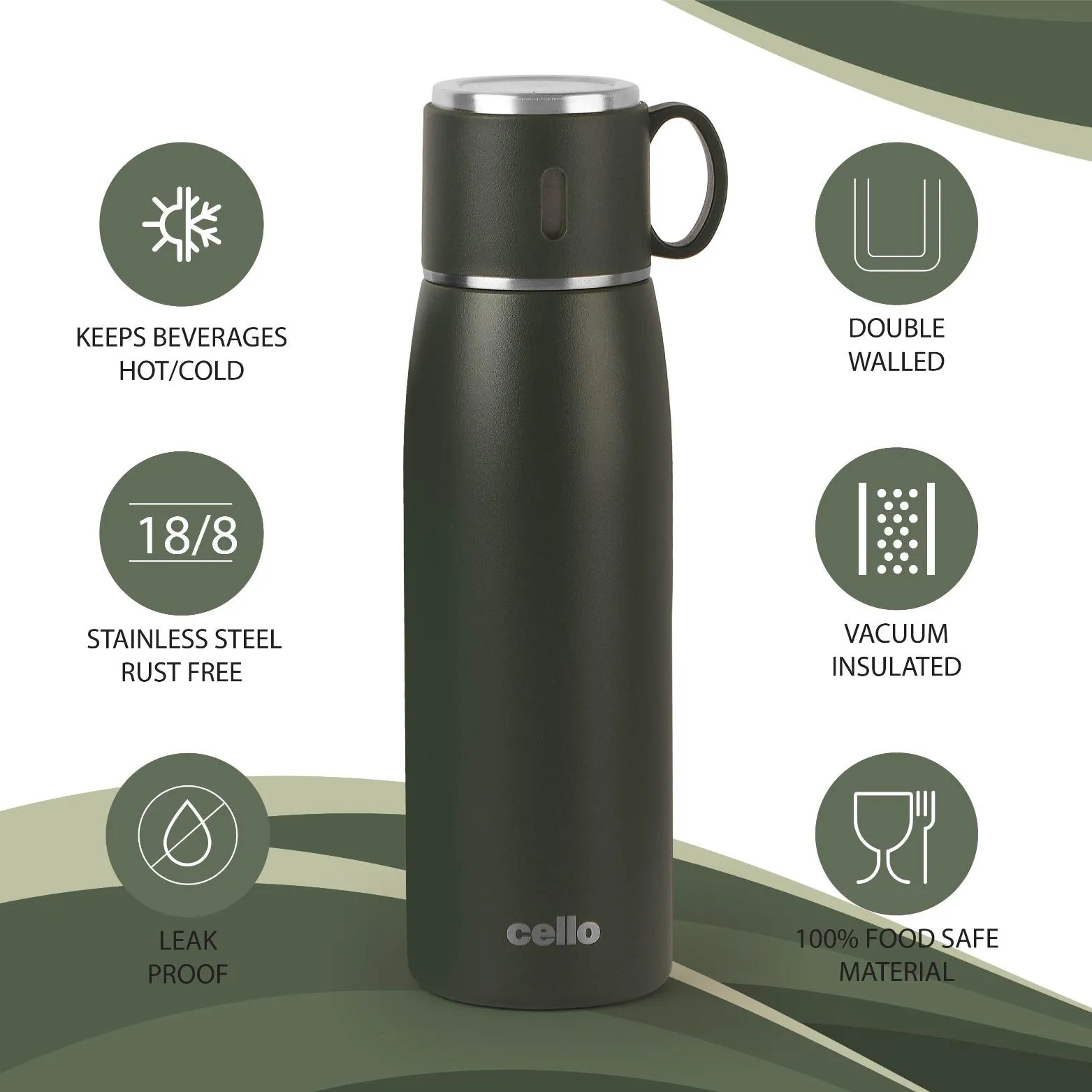 Duro Cup Style Flask, Vacusteel Water Bottle 750ml