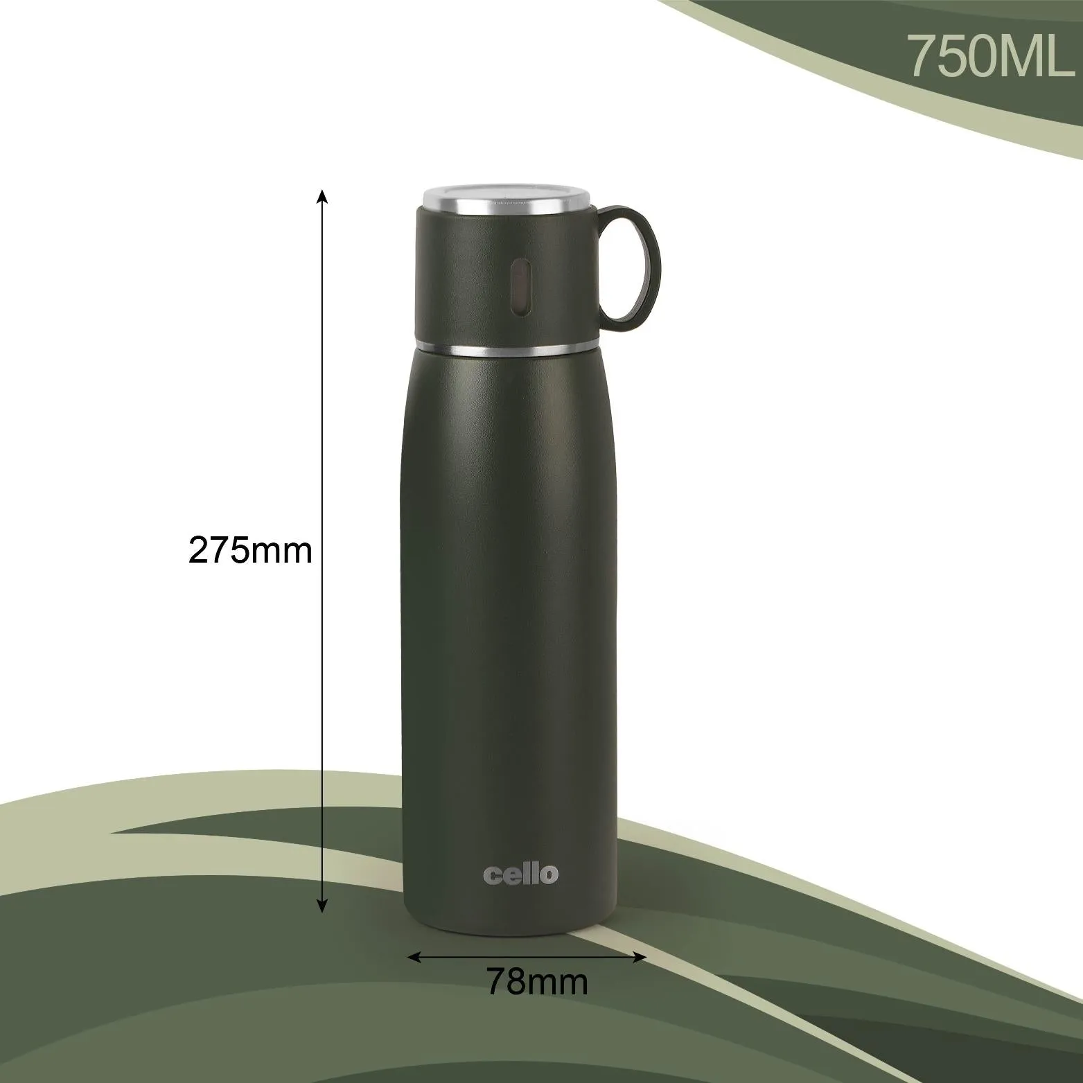 Duro Cup Style Flask, Vacusteel Water Bottle 750ml