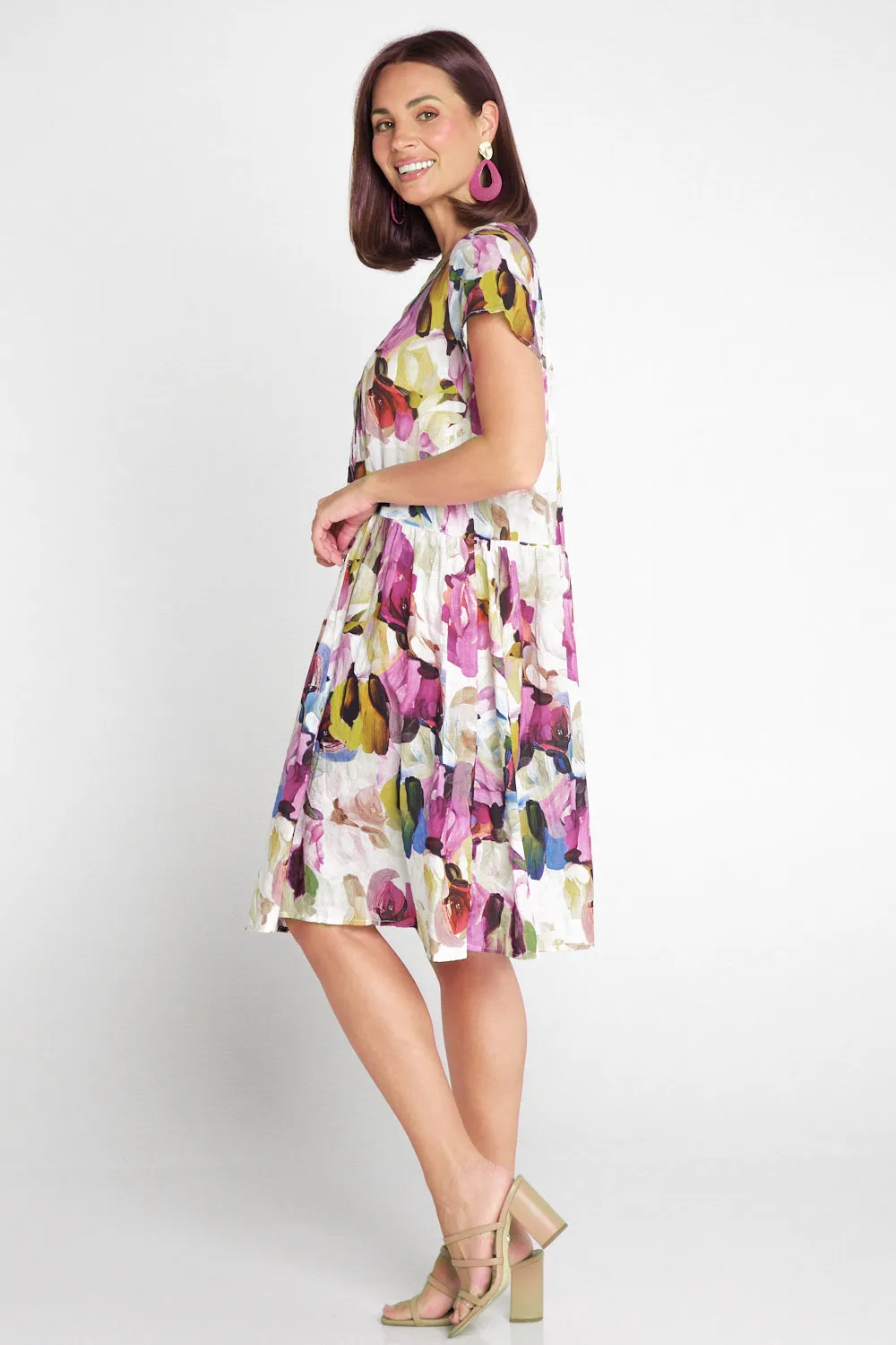 Emery Dress - Pastel Floral Painting