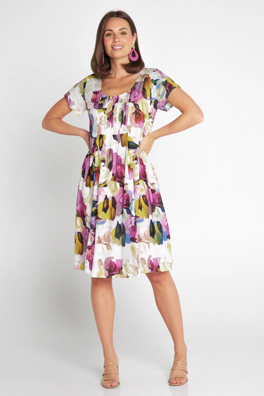 Emery Dress - Pastel Floral Painting