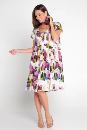 Emery Dress - Pastel Floral Painting