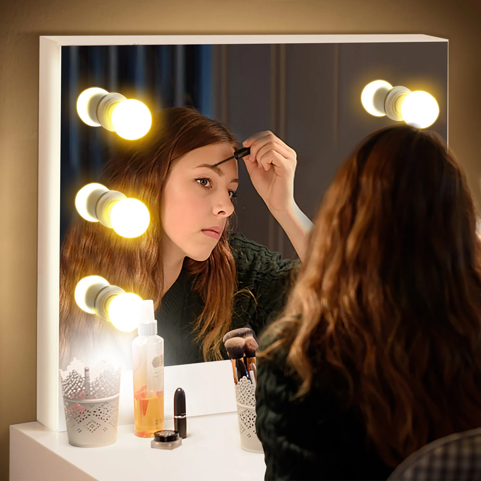 Evie Wooden Makeup Vanity Table with LED Light