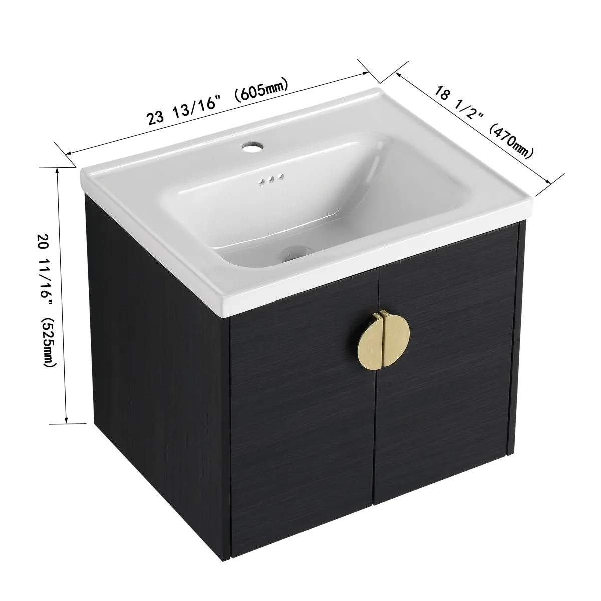 ExBrite 24 Inch Soft Close Doors Bathroom Vanity With Sink, For Small Bathroom