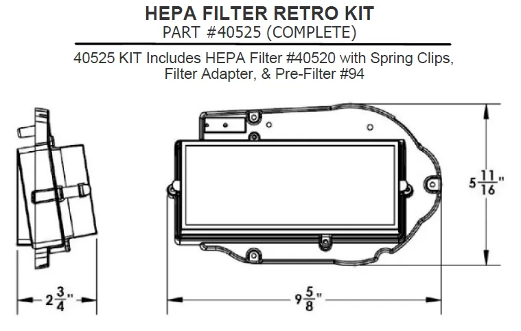 Excel Dryer XLERATOR® 40525 Certified HEPA Filter RETROFIT KIT