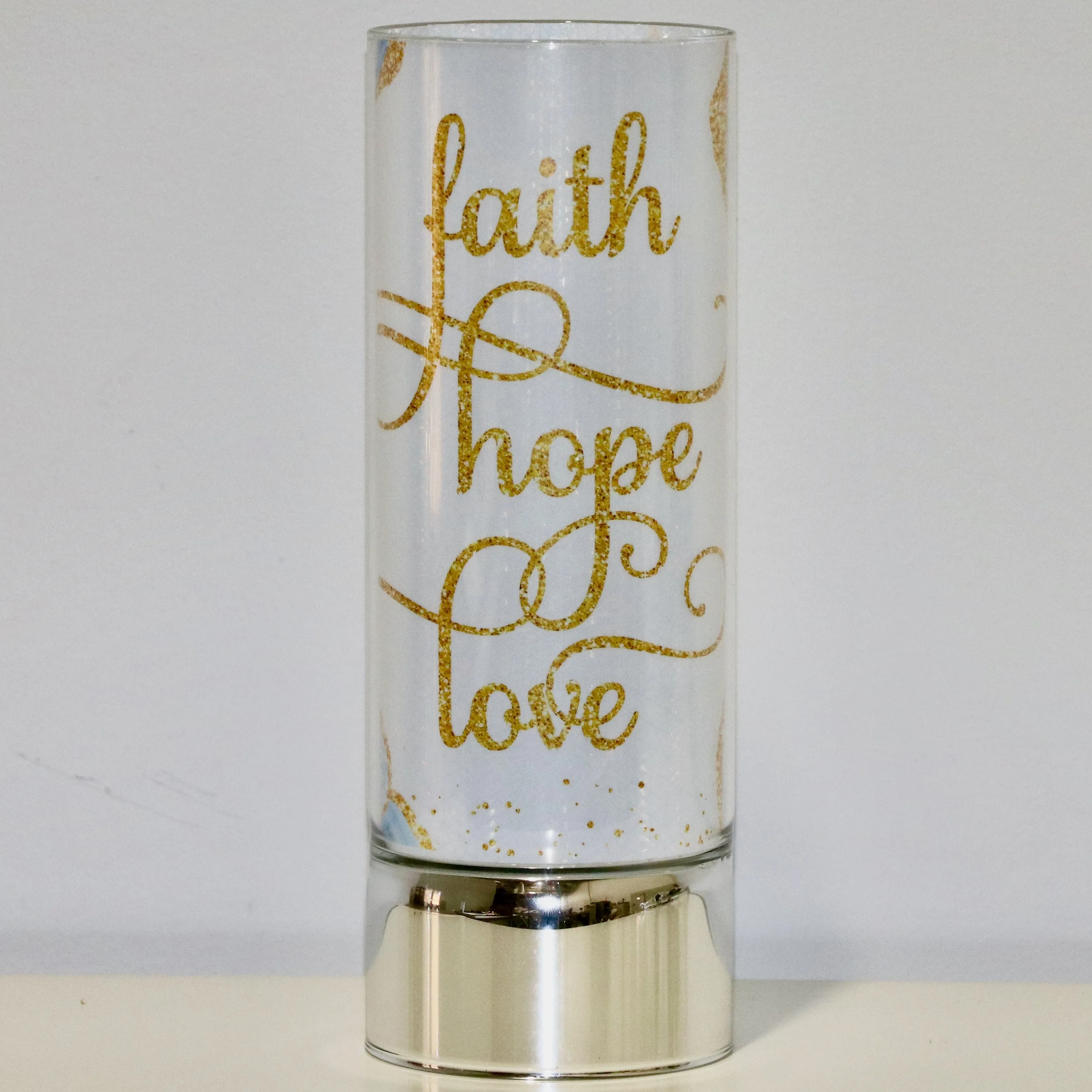 Faith Hope Love Bundle- Sparkle Glass™ Accent Light and Faith, Love, Hope Decorative Insert