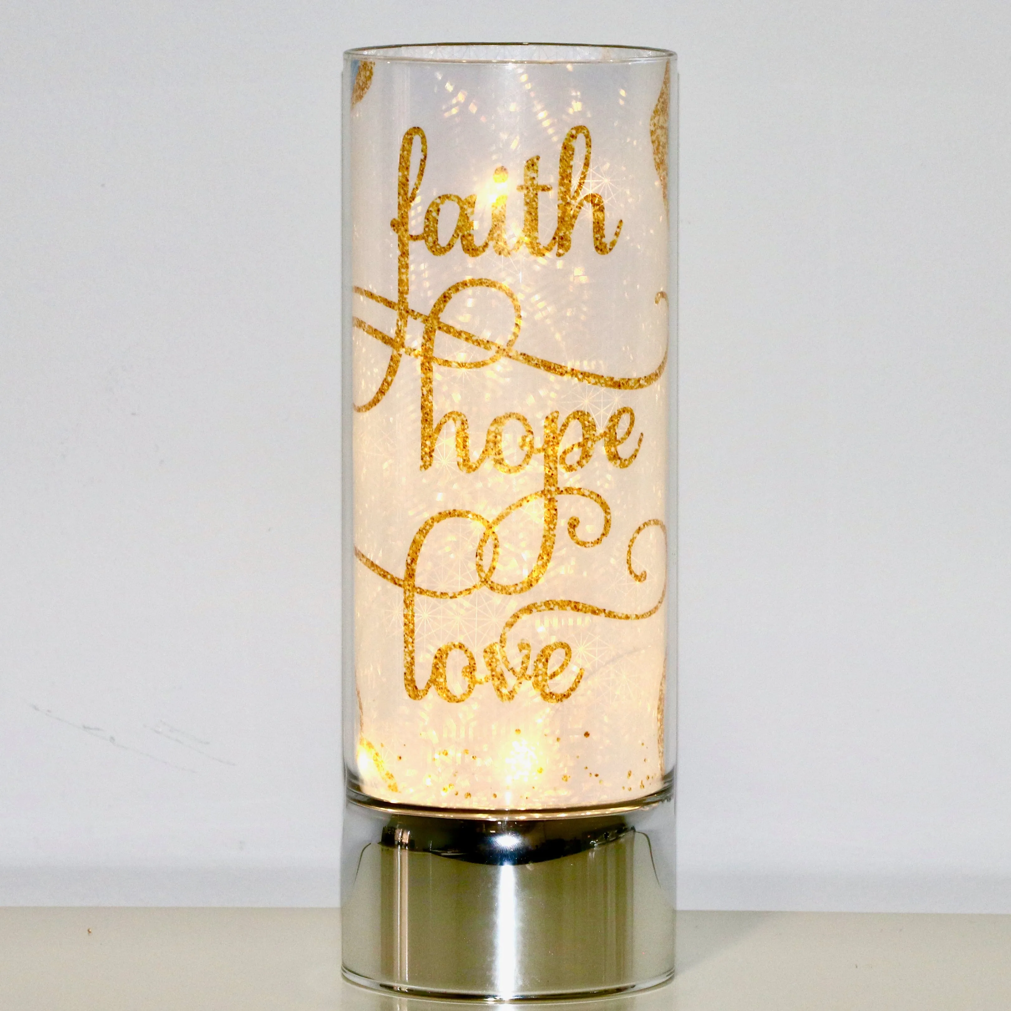 Faith Hope Love Bundle- Sparkle Glass™ Accent Light and Faith, Love, Hope Decorative Insert