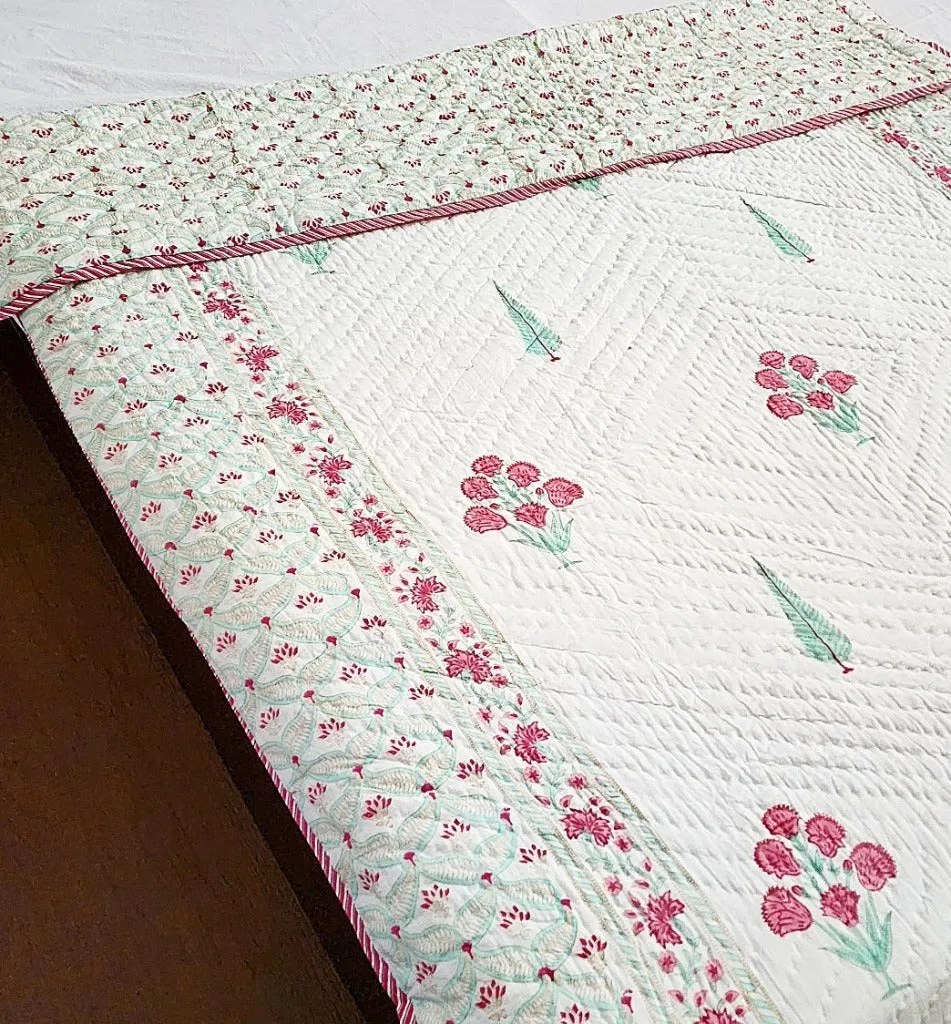 Floral Love Double Hand Blocked Quilt